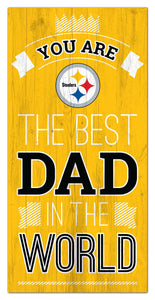 Pittsburgh Steelers Best Dad Wood Sign - 6"x12"