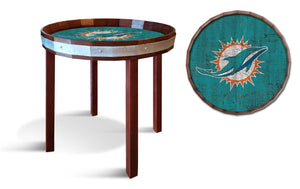 Miami Dolphins Barrel Top Side Table