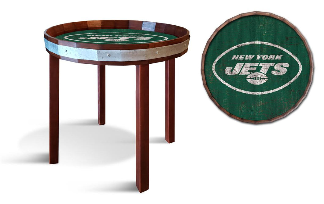 New York Jets Barrel Top Side Table