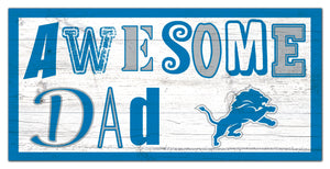 Detroit Lions Awesome Dad Wood Sign - 6"x12"