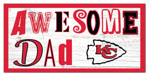 Kansas City Chiefs Awesome Dad Wood Sign - 6"x12"