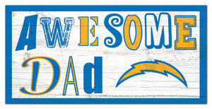 Los Angeles Chargers Awesome Dad Wood Sign - 6"x12"