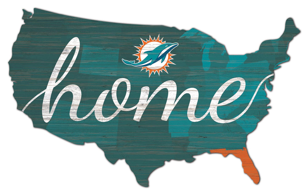 Miami Dolphins USA Shape Home Cutout