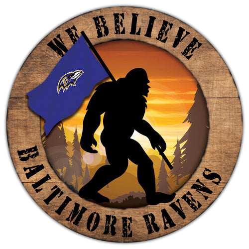 Baltimore Ravens We Believe Bigfoot Wood Sign - 12