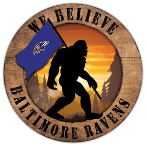 Baltimore Ravens We Believe Bigfoot Wood Sign - 12"