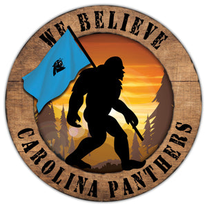 Carolina Panthers We Believe Bigfoot Wood Sign - 12"