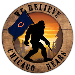 Chicago Bears We Believe Bigfoot Wood Sign - 12"