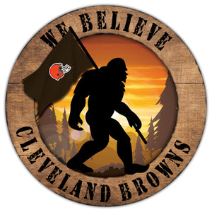 Cleveland Browns We Believe Bigfoot Wood Sign - 12"