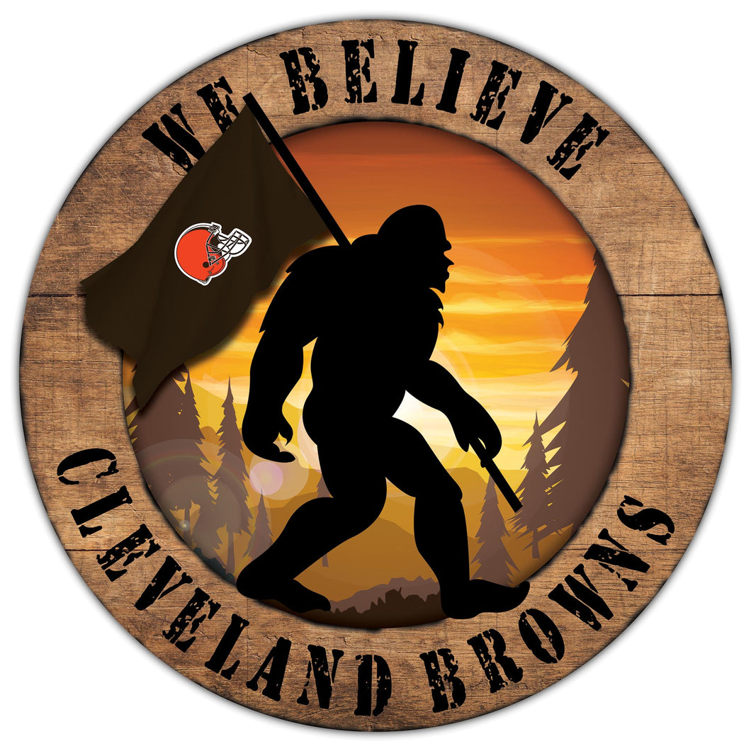 Cleveland Browns We Believe Bigfoot Wood Sign - 12