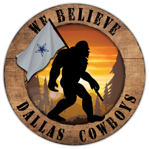 Dallas Cowboys We Believe Bigfoot Wood Sign - 12"