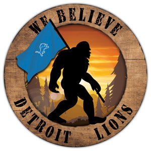 Detroit Lions We Believe Bigfoot Wood Sign - 12"