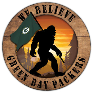 Green Bay Packers We Believe Bigfoot Wood Sign - 12"