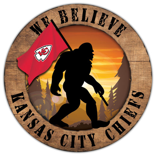 Kansas City Chiefs We Believe Bigfoot Wood Sign - 12