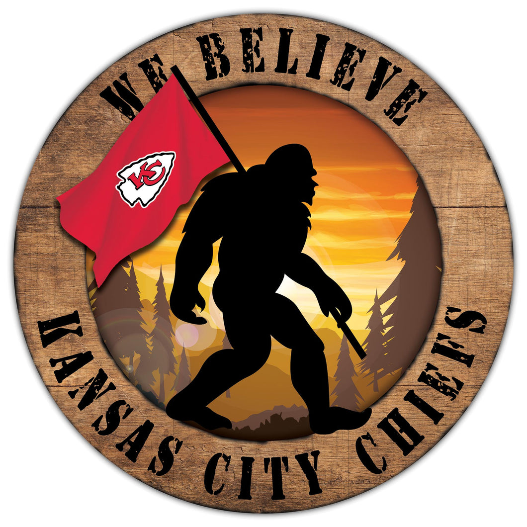 Kansas City Chiefs We Believe Bigfoot Wood Sign - 12