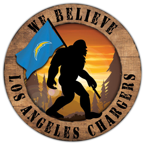 Los Angeles Chargers We Believe Bigfoot Wood Sign - 12