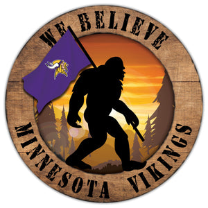 Minnesota Vikings We Believe Bigfoot Wood Sign - 12"
