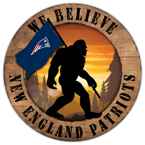 New England Patriots We Believe Bigfoot Wood Sign - 12
