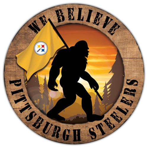 Pittsburgh Steelers We Believe Bigfoot Wood Sign - 12