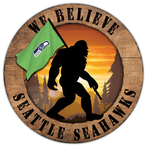 Seattle Seahawks We Believe Bigfoot Wood Sign - 12"
