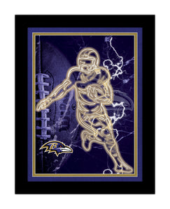 Baltimore Ravens Neon Player Framed - 12"x16"