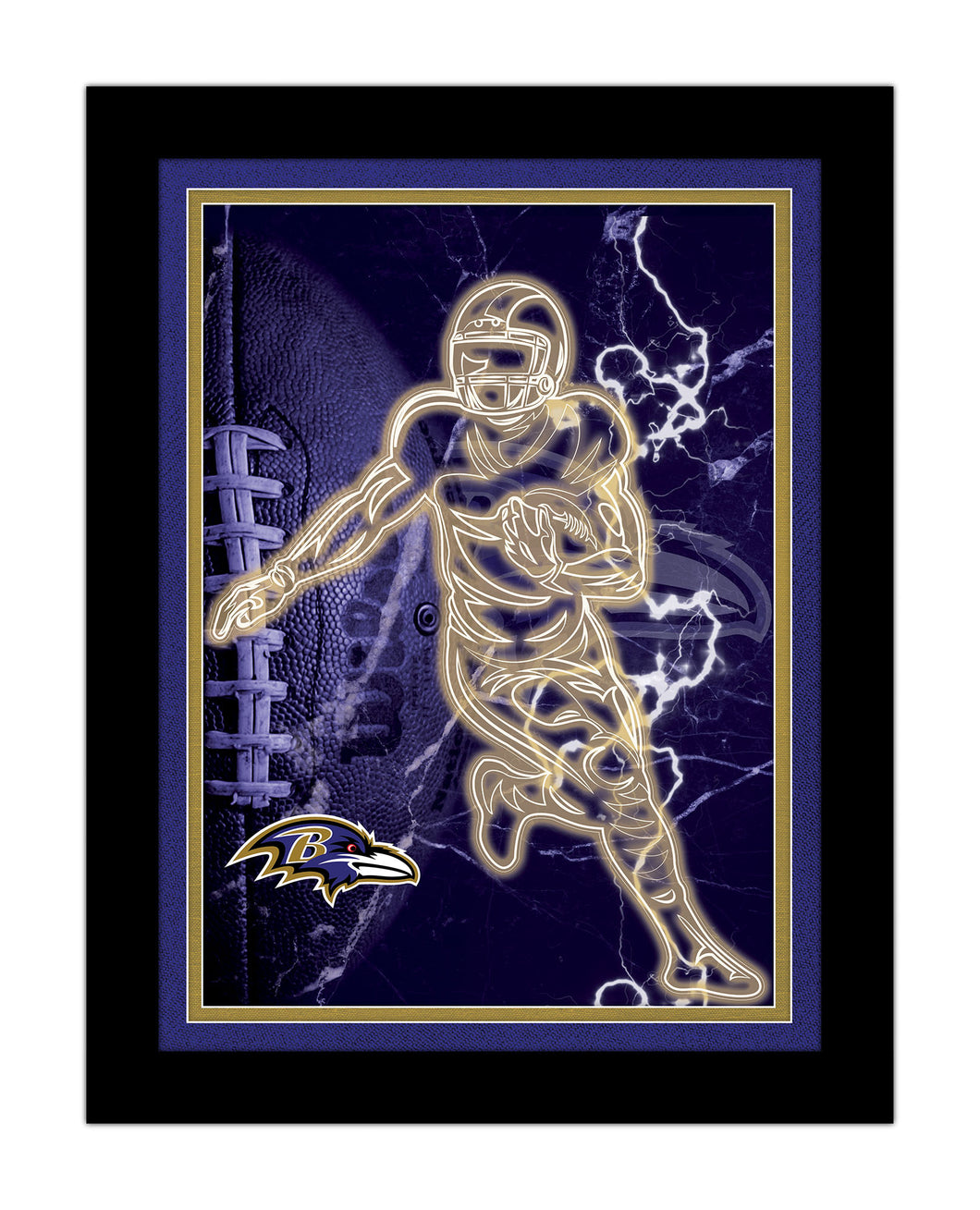 Baltimore Ravens Neon Player Framed - 12