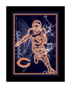 Chicago Bears Neon Player Framed - 12"x16"