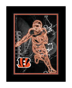 Cincinnati Bengals Neon Player Framed - 12"x16"