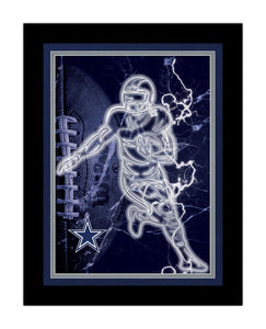 Dallas Cowboys Neon Player Framed - 12"x16"