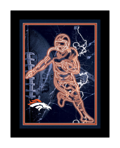 Denver Broncos Neon Player Framed - 12