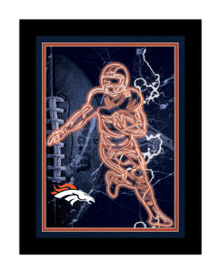 Denver Broncos Neon Player Framed - 12"x16"