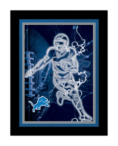 Detroit Lions Neon Player Framed - 12