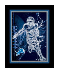 Detroit Lions Neon Player Framed - 12"x16"