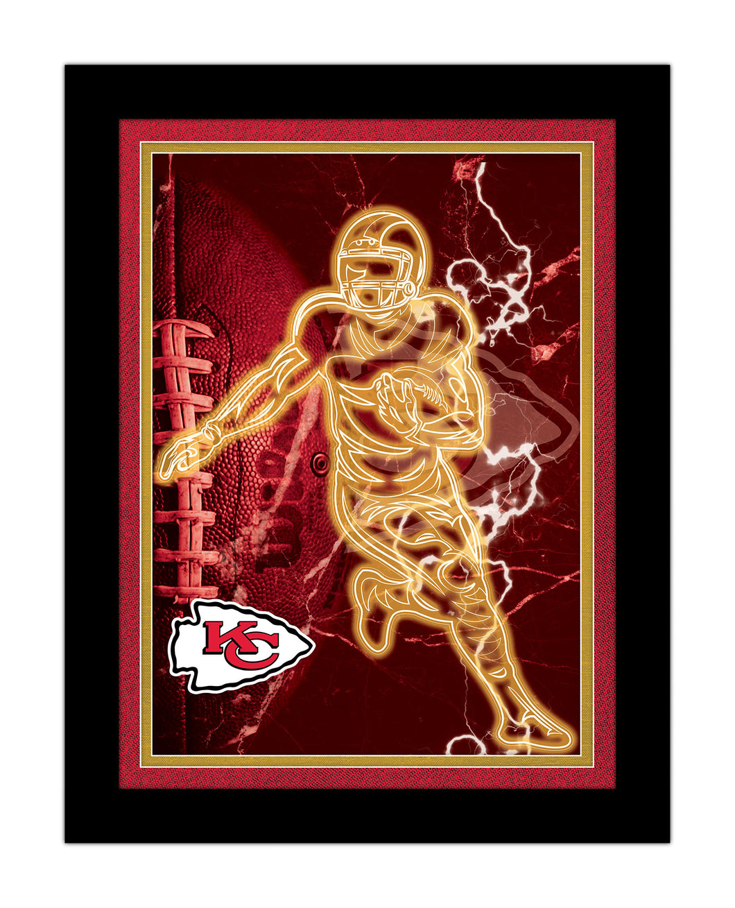Kansas City Chiefs Neon Player Framed - 12