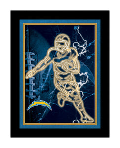 Los Angeles Chargers Neon Player Framed - 12"x16"