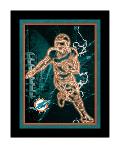 Miami Dolphins Neon Player Framed - 12
