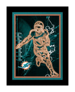 Miami Dolphins Neon Player Framed - 12"x16"