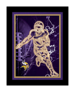 Minnesota Vikings Neon Player Framed - 12"x16"