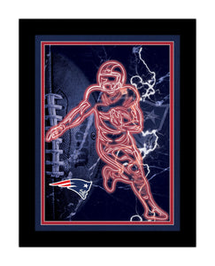 New England Patriots Neon Player Framed - 12"x16"