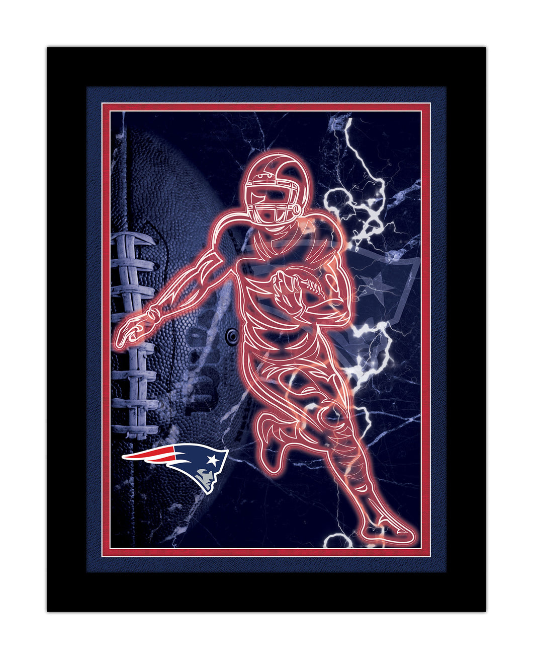 New England Patriots Neon Player Framed - 12