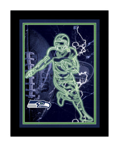 Seattle Seahawks Neon Player Framed - 12"x16"