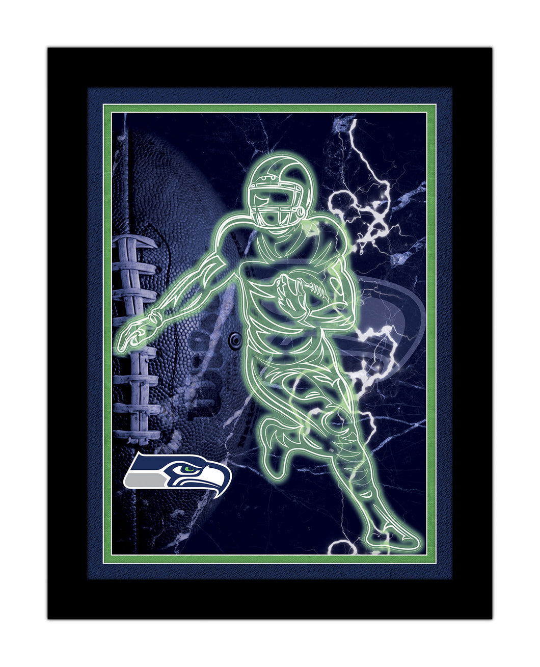 Seattle Seahawks Neon Player Framed - 12