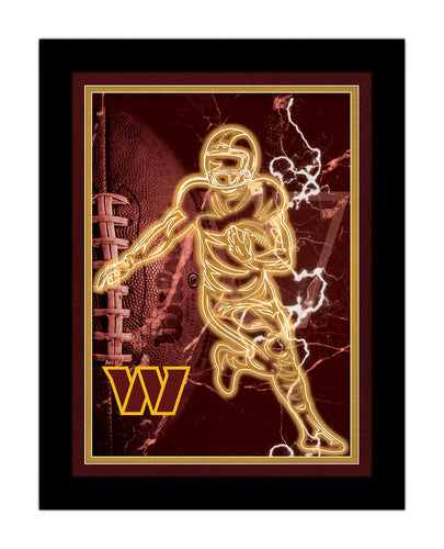 Washington Commanders Neon Player Framed - 12