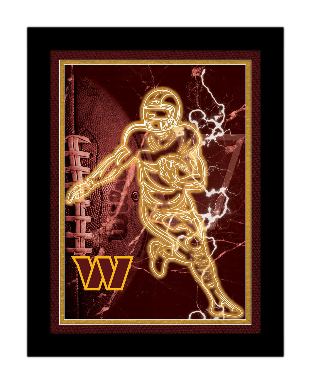 Washington Commanders Neon Player Framed - 12