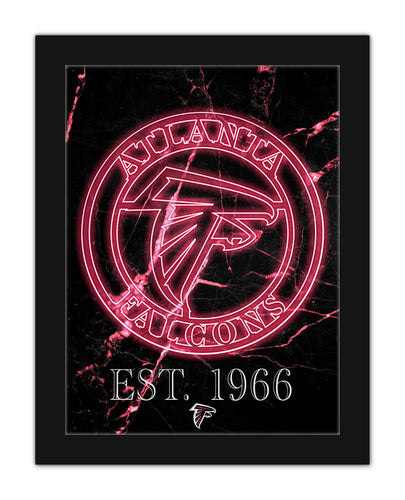 Atlanta Falcons Neon Circle Logo Framed - 12