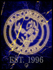 Baltimore Ravens Neon Circle Logo Framed - 12"x16"