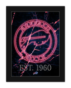 Buffalo Bills Neon Circle Logo Framed - 12"x16"