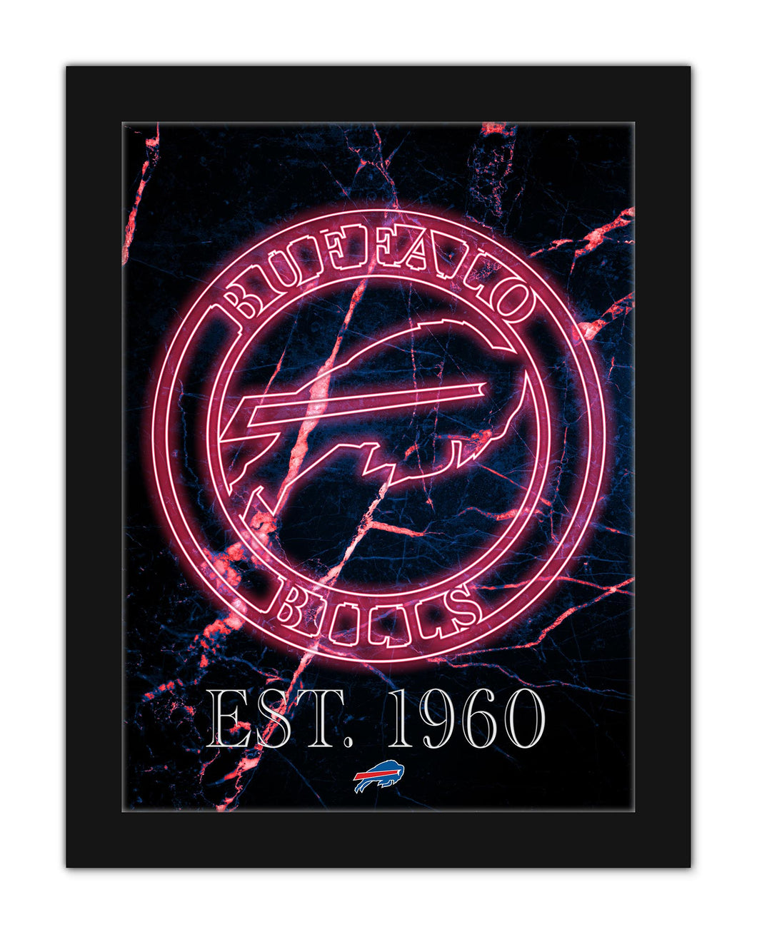 Buffalo Bills Neon Circle Logo Framed - 12