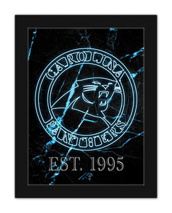 Carolina Panthers Neon Circle Logo Framed - 12"x16"