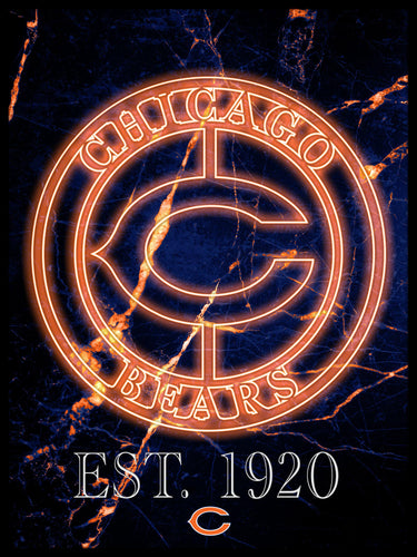 Chicago Bears Neon Circle Logo Framed - 12