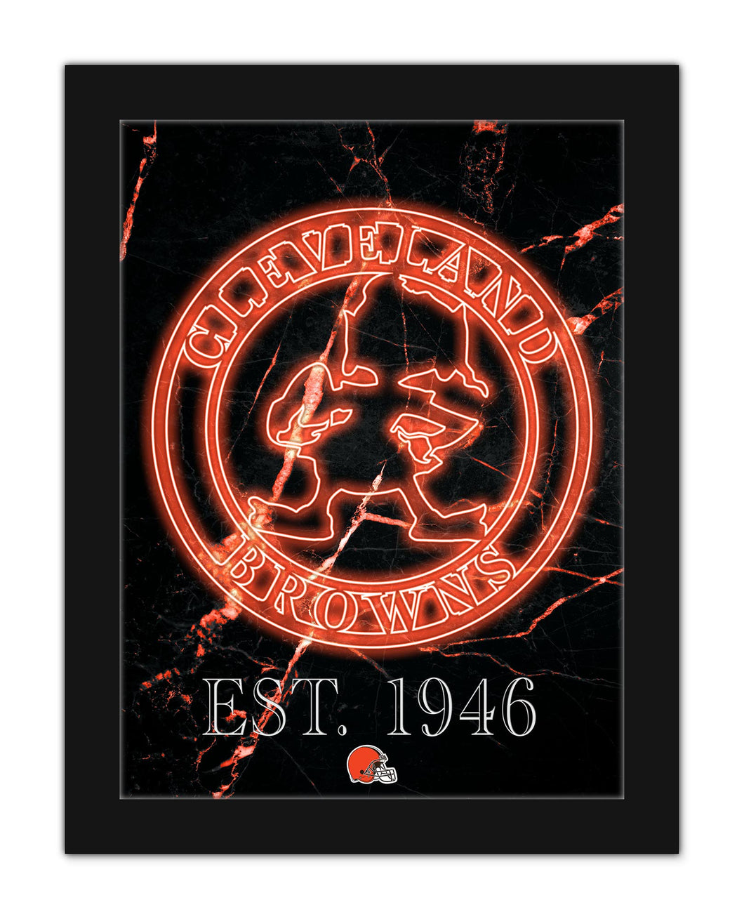 Cleveland Browns Neon Circle Logo Framed - 12